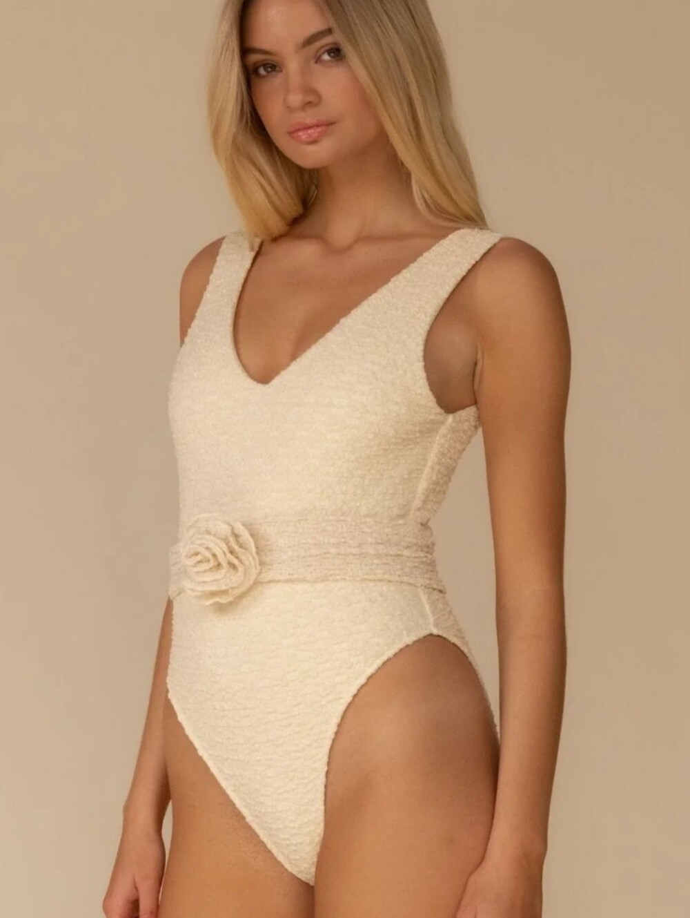 New!Montce Amalia Texture Kim Rosa One-Piece Swimsuit